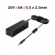 Carregador Portatil 20V 6A 5.5X2.5mm TGAD00043 Compativel C/ cabo