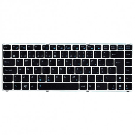 Teclado Asus UL20 VX6 EeePC 1201 EeePC 1215 Teclas Pretas c/Moldura Prata TGTASUS016