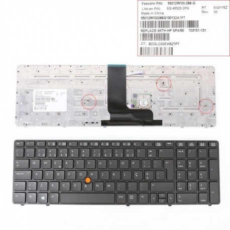 Teclado HP Elitebook 8560W 8570W 8580F c/ Track Stick Retroiluminado TGTHP016