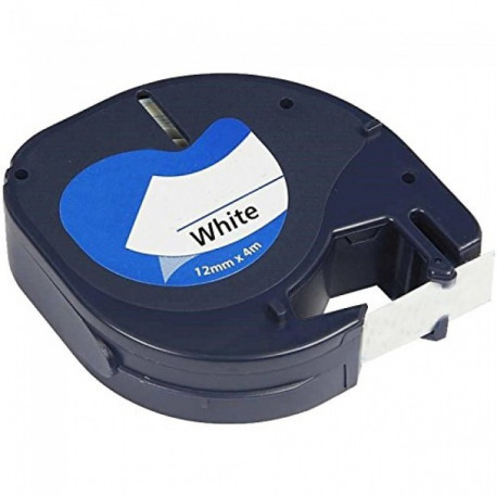 Fita Compatível Dymo LETRATAG 91201 - 12mm x 4 metros Preto/Branco S0721610