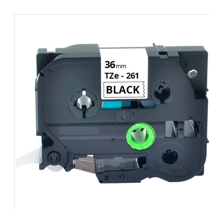 Fita Laminada Compatível Brother TZE-261 - 36mm x 8 metros Preto/Branco