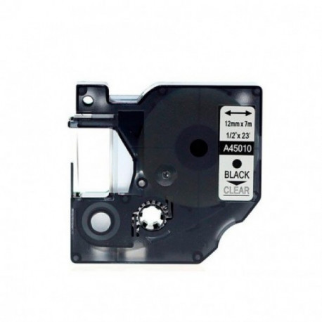 Fita Compatível Dymo D1 45010 - 12mm x 7 metros Preto/Transparente S0720500