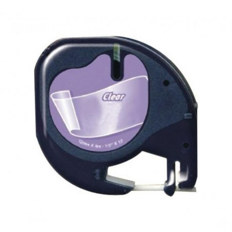 Fita Compatível Dymo LETRATAG 12267 - 12mm x 4 metros Preto/Transparente S0721530