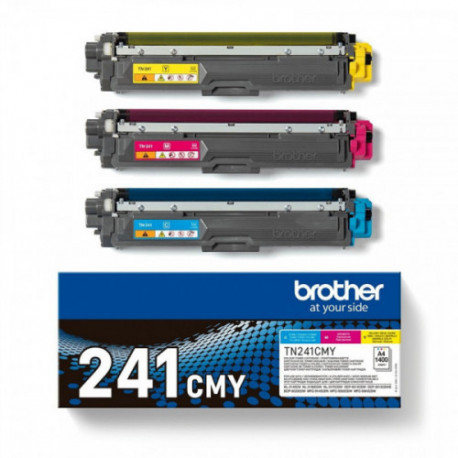 Pack 3 toners Originais Brother TN241 - ciano, magenta, amarelo - TN241CMY