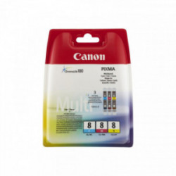 Pack 3 Tinteiros Originais Canon CLI8 Cyan, Magenta, Amarelo - 0621B029
