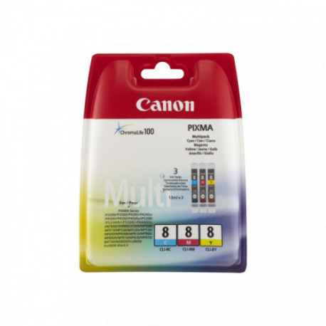 Pack 3 Tinteiros Originais Canon CLI8 Cyan, Magenta, Amarelo - 0621B029