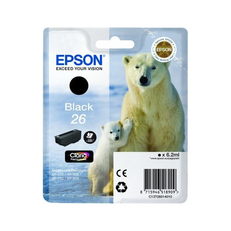 Tinteiro Original Epson T2611 (26) preto Photo - C13T26114012