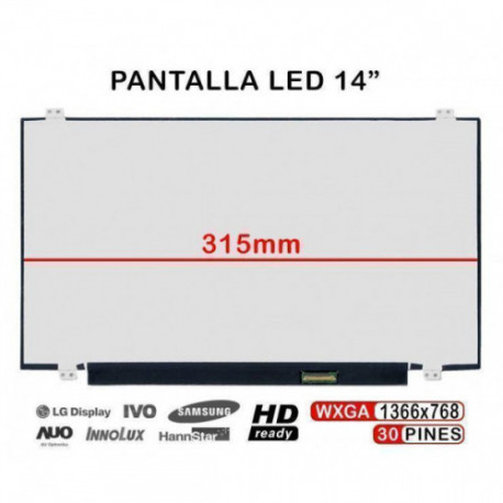 ECRÃ LED DE 14" PARA PORTATIL NT140WHM-N44 NT140WHM-N44 V8.0 315MM