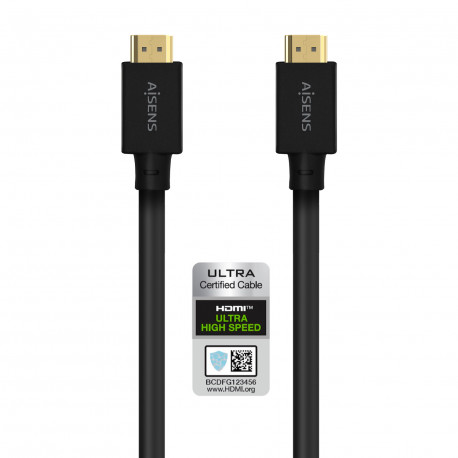 Cabo HDMI Aisens V2.1 Ultra Alta Velocidade/Hec 8K@60Hz 48Gbps - A/MA/M - 5,0m - Cor Preta