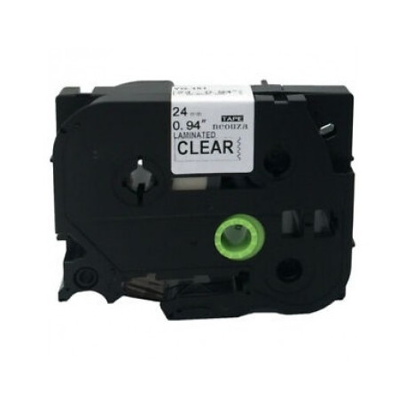 Fita Laminada Compatível Brother TZE-151 - 24mm x 8 metros Preto/Transparente
