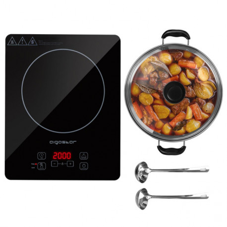 Conjunto Placa de Indução + Acessórios 2000W Aigostar