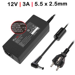CARREGADOR 12V 3A 5.5X2.5MM C/ CABO COMPATIVEL TGAD00123