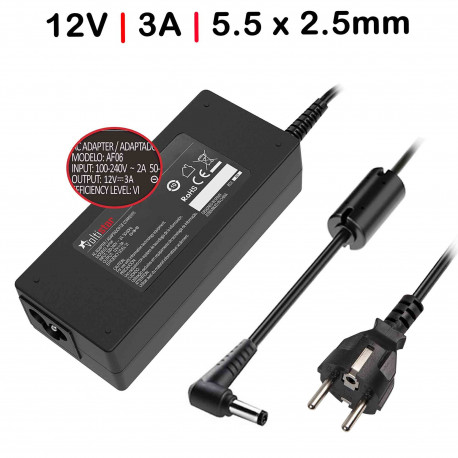 CARREGADOR 12V 3A 5.5X2.5MM C/ CABO COMPATIVEL TGAD00123