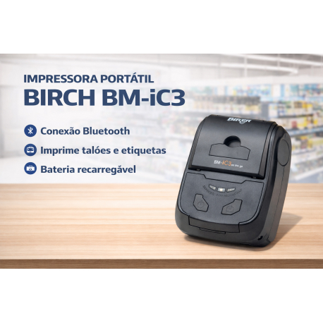 IMPRESSORA PORTATIL 80MM BIRCH BM-IC3 USB RS232 BLUETOOTH WIFI C/ SACO