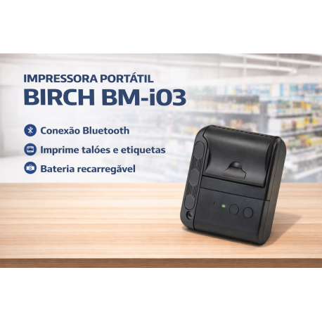 IMPRESSORA PORTATIL 58MM BIRCH BM-i02 USB RS232 BLUETOOTH