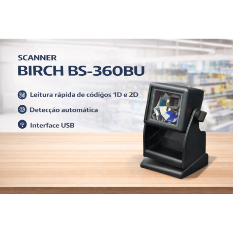 LEITOR CÓDIGO BARRAS FIXO BIRCH BS-360BU USB LASER