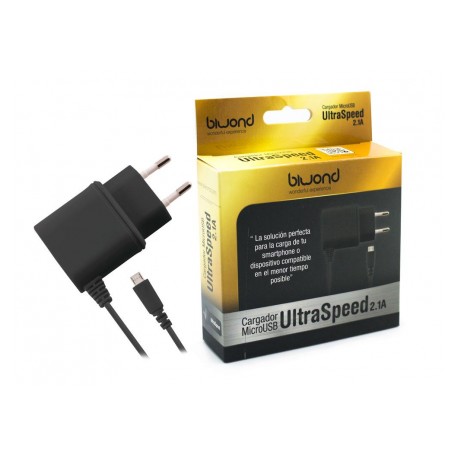 Carregador Micro USB UltraSpeed ​​2.1A Preto Biwond